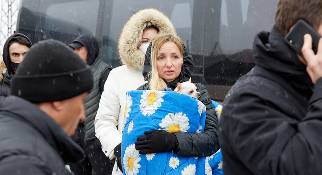 Foto af ukrainsk kvinde på flugt