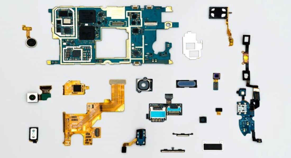Picture of technology component parts. Picture of technology component parts.